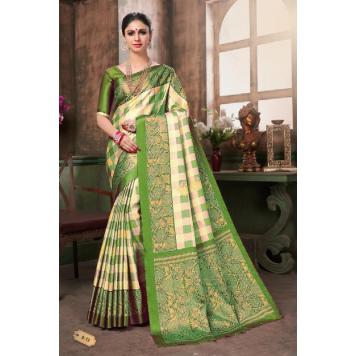 SVB Saree Womens Green Color Khadi Silk Printed Saree W...