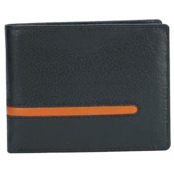 Men Black Genuine Leather RFID Wallet 6 Card Slot 2 Not...