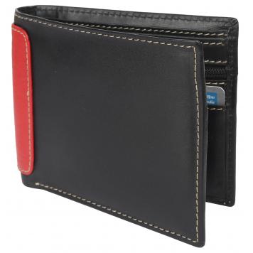 Men Black Original Leather RFID Wallet 4 Card Slot 2 No...