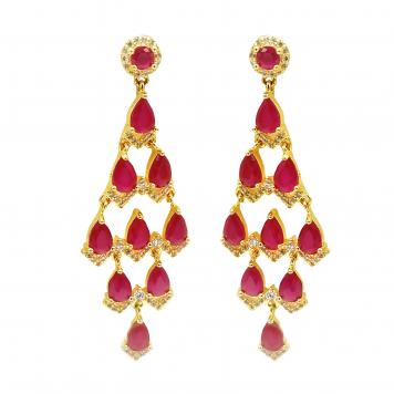 Stylish Red Ruby Semiprecious Stone Freshwater Pearl Jh...