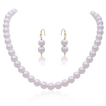 Gorgeous White Fancy Pearl Necklace Set by KNK Jeweller...