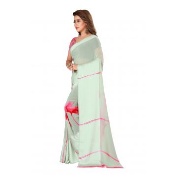 SVB Saree White Satin Saree