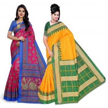 SVB Saree Multicolour Silk Saree Combo of 2 Saree