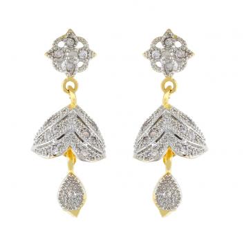 Gold Plated American Diamond Cz Jhumki Earrings for Gir...