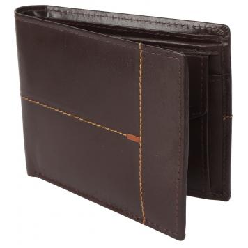 Men Brown Original Leather RFID Wallet 3 Card Slot 2 No...