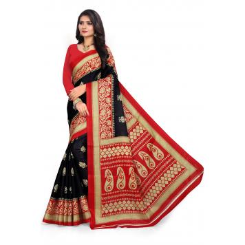 SVB Saree Black Khadi Silk Saree With Blouse Piece