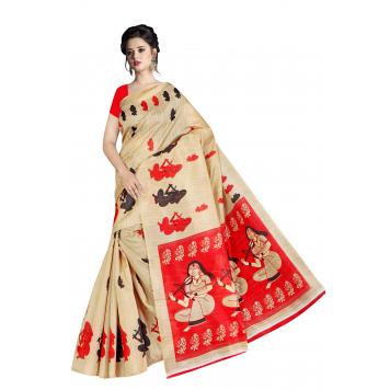 SVB Saree Chiku Bhagalpuri Silk Saree With Blouse Piece...