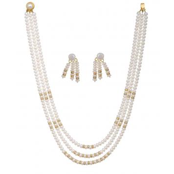 Marvelous Freshwater Button Pearl Necklace 3 String for...