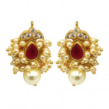 Typical Red Semiprecious Stone Freshwater Pearl Tops by...