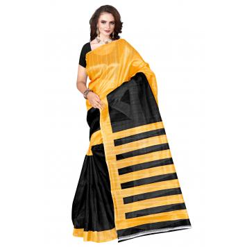 SVB Saree Black Bhagalpuri Silk Saree With Blouse Piece...