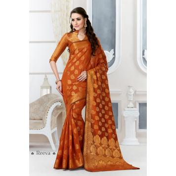 Elegant Look High Quality Bangalore Silk Sarees (Golden...