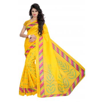 SVB Saree Yellow Bhagalpuri Silk Saree With Blouse Piec...