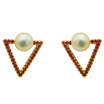 Style Up with Red Triangle SemiPrecious Stone Freshwate...