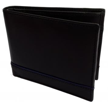 Men Black Genuine Leather RFID Wallet 5 Card Slot 2 Not...