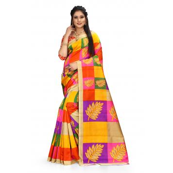 SVB Saree Multicolour Colour animal print Mysore silk S...