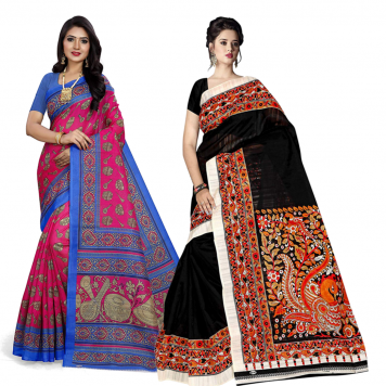 SVB Saree Multicolour Silk Saree Combo of 2 Saree