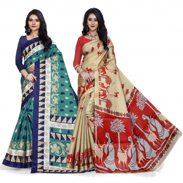 SVB Saree Multicolour Silk Saree Combo of 2 Saree