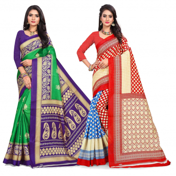 SVB Saree Multicolour Silk Saree Combo of 2 Saree