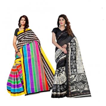 SVB Saree Multicolour Silk Saree Combo of 2 Saree