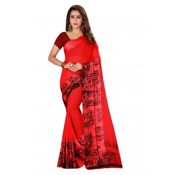 SVB Saree Red Satin Saree