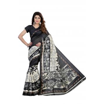 SVB Saree Black Khadi Silk Saree With Blouse Piece