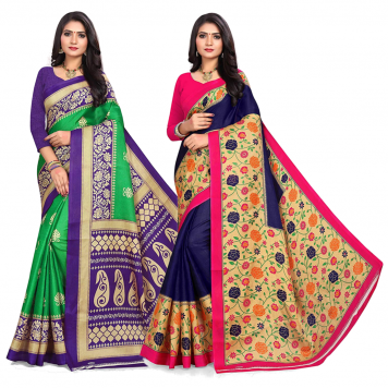 SVB Saree Multicolour Silk Saree Combo of 2 Saree