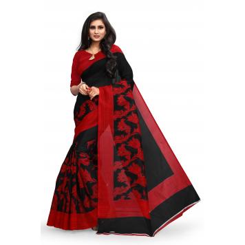 SVB Saree Black Colour Printed Bhagalpuri Silk Saree