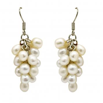 Simply White Grapes Freshwater Pearl Hangings by Maha G...