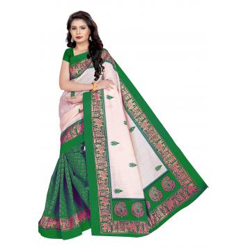 SVB Saree Green Bhagalpuri Silk Saree With Blouse Piece...