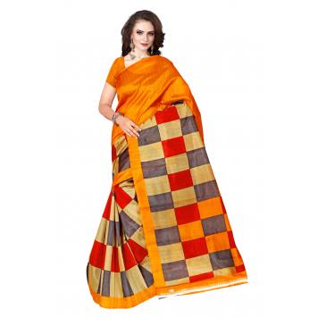 SVB Saree Yellow Bhagalpuri Silk Saree With Blouse Piec...