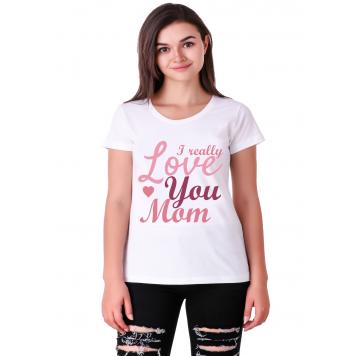 Mekanshi LOV0 YOU MOM casual printed t-shirt (Women) by...