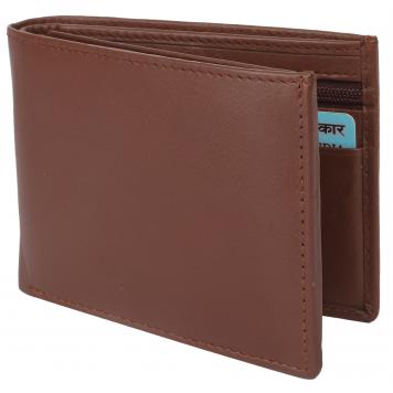 Men Brown Pure Leather RFID Wallet 8 Card Slot 2 Note C...