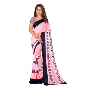 SVB Saree Pink Satin Saree