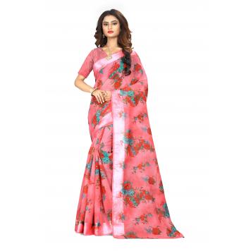 SVB Saree Satin Patta Silk Flower Print Saree