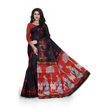 SVB Saree Black Colour Khadi Silk Saree With Blouse Pie...