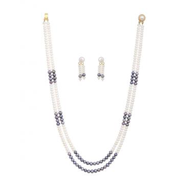 Marvelous White Grey Freshwater 2 String Pearl Necklace...