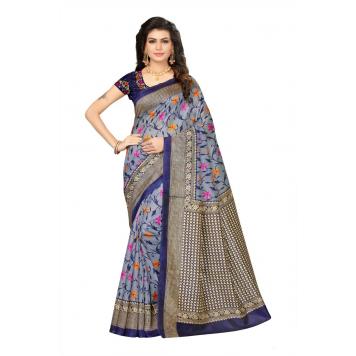 SVB Saree Grey Blue Colour Mysore Silk Saree