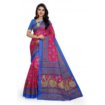 SVB Saree MultiColour Bhagalpuri Silk Saree With Blouse...