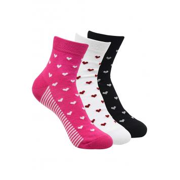 Balenzia Women's Stripes Ankle Socks - Balck, White, Pi...