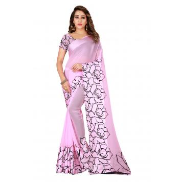 SVB Saree Pink Satin Saree