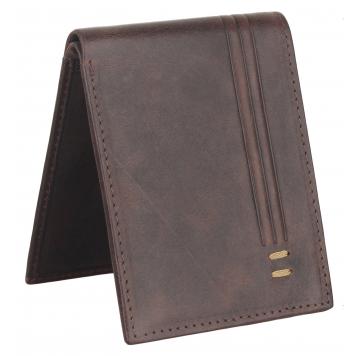 Men Brown Original Leather RFID Wallet 8 Card Slot 2 No...