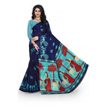 SVB Saree Blue Colour Khadi Silk Saree With Blouse Piec...