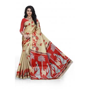 SVB Saree Chiku Colour Khadi Silk Saree With Blouse Pie...