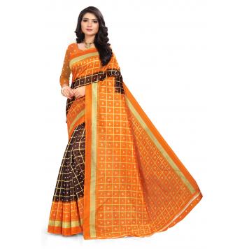 SVB Saree Orange Mysor Silk Saree With Blouse Piece