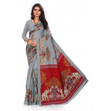 SVB Saree Silver Mysor Silk Saree With Blouse Piece