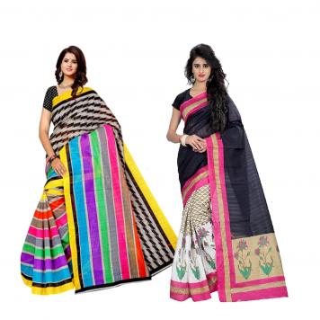 SVB Saree Multicolour Silk Saree Combo of 2 Saree