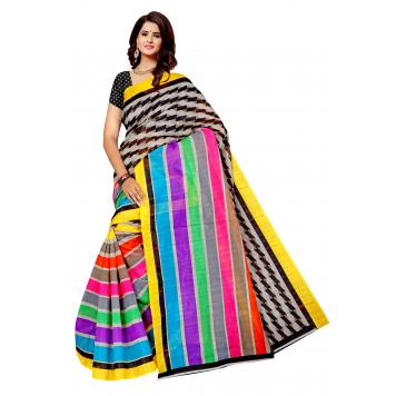 SVB Saree Multicolour Bhagalpuri Silk Saree With Blouse...