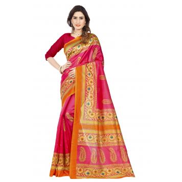 SVB Saree Pink Bhagalpuri Silk Saree With Blouse Piece