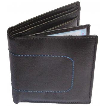 Men Black Original Leather RFID Wallet 8 Card Slot 2 No...