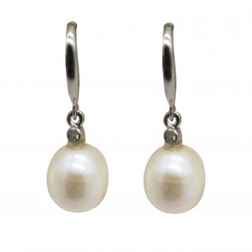 Simply Silver Cz Stone Freshwater Pearl Tops by Maha Ga...